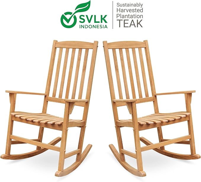 Cambridge Casual Bentley Patio Rocking Conversation Set, Natural Teak