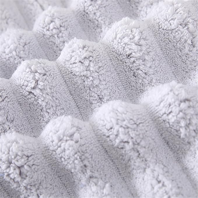 Soft Bath Towels Set, Microfiber Ribbed Oversized Bath Towels Extra Large for Bathroom, Home, Hotel, Spa, Beach, Pool, Gym (8-Piece Towel Set, Beige)