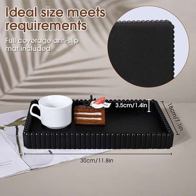 Rectangular Tray for Coffee Table,Modern Decorative Tray,Black Concrete Trays,Home Dining Centerpiece Decor,Decorative Trays for Dining Table,Living Room,Kitchen,Counter