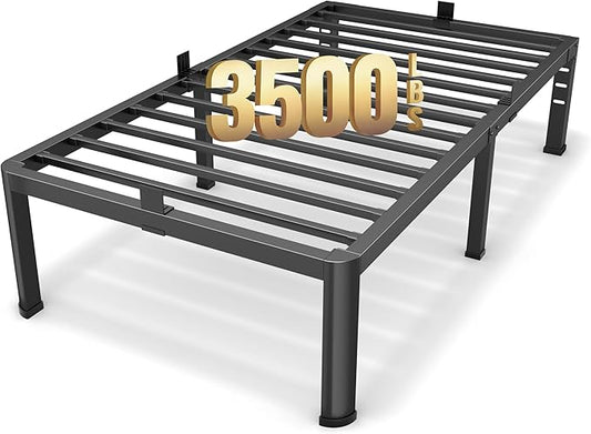 18 Inch Twin Size Metal Platform Bed Frame with Round Corners, Storage Space Under High Bed Frame-Heavy Duty Steel Slats Support, Noise Free - Easy Assembly - No Box Spring Needed