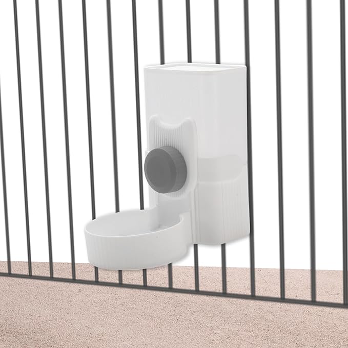 Rabbit Hay Feeder, 35oz Large Capacity, Hanging Automatic Food Dispenser, for Small Animals Guinea Pig Ferret Cage Accessories, Gray