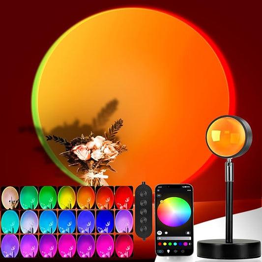 LED Sunset Lamp Projector,Multicolor Changing with USB Port,Sunset Light 180°Rotation for Room Decor,Sunset Lamp for Bedroom,Photography Party,Tiktok Live,Gift for Halloween, Christmas