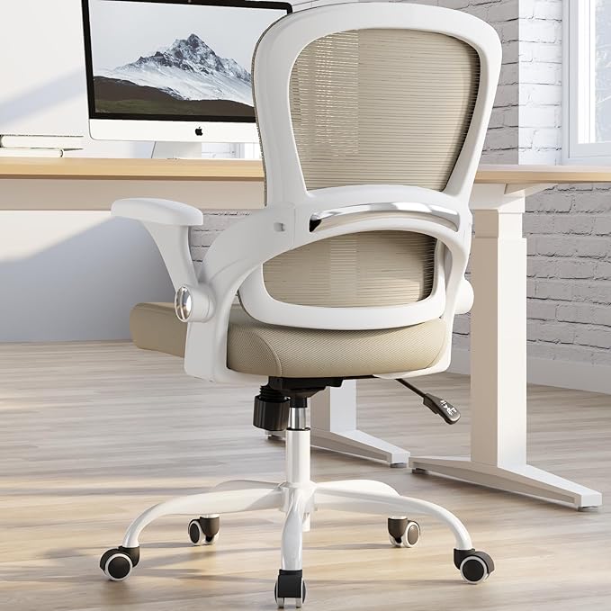 TRALT Office Chair - Ergonomic Office Chair with Back Support, Home Office Desk Chairs, Comfy Desk Chair, Computer Chair, 330lbs Wide Seat Big and Tall Office Chairs for Office Workers (Beige)