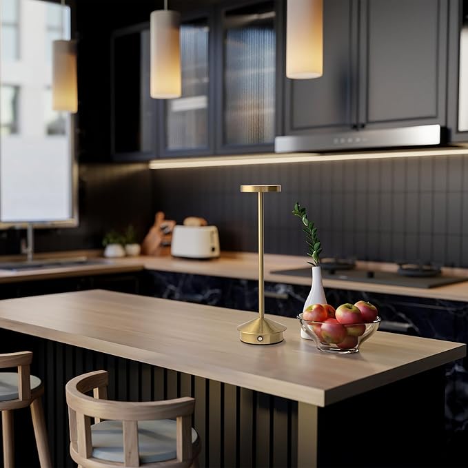 Orbit LED Cordless USB-C Re-Chargeable Desk Lamp, 5200mAh Battery Operated with 3 Color Temperature 2700K-3000K-3500K and Fingertip Touch On/Off Plus Dimming in Satin Brass