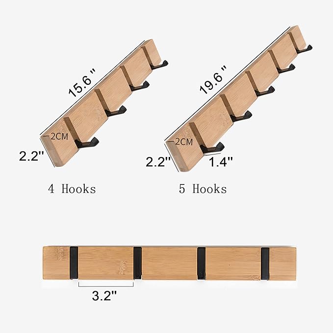 Pink Coat Hooks Wall Mounted for Girls, Modern Coat Rack with Folding Hooks, Beautiful Hooks for Girl Bedroom – Pink 4 Hooks