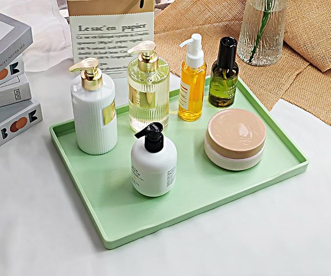 Green Serving Tray (13.5 x 9.6 inch) for Serving Accessory, Spa, Coffee, Drinks, Tea, Bar, Party, Seasoning, Perfume and Display Use.