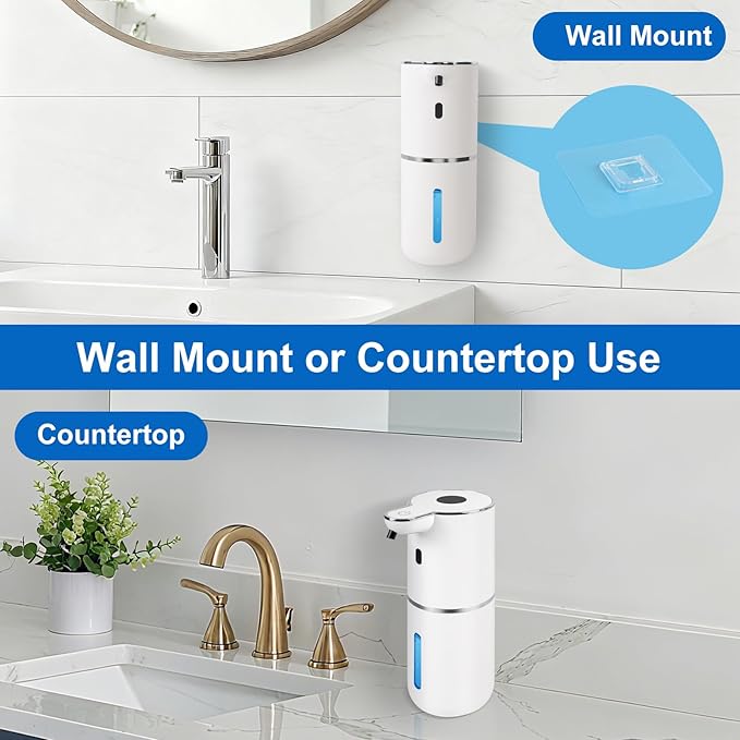 Automatic Soap Dispenser, Hand Soap Dispenser 12.8oz/380ml Smart Rechargeable, Liquid Touchless Soap Dispensers with 6-Level, Wall Mounted or Countertop Dish Soap Dispensing for Bathroom & Kitchen