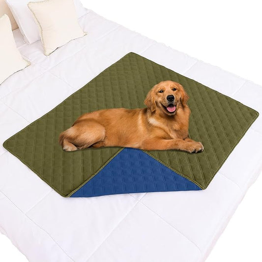 Smiry Waterproof Dog Blanket, Reversible Dog Bed Cover Pet Blanket, Soft Pet Couch Covers for Sofa Washable, Bed Couch Sofa Furniture Protector for Puppy Cat Kids (40"x50", Green/Navy)
