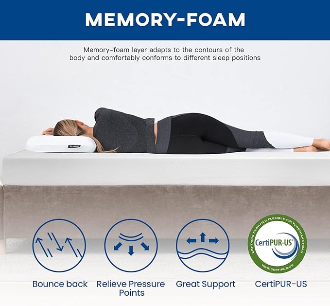 FDW | 6 Inch Queen Mattress | Medium Firm | Gel Memory Foam Mattress | White | Bed in a Box, CertiPUR-US Certified | Pressure Relief, Cooling Ventilated Foam | Washable Removable Cover