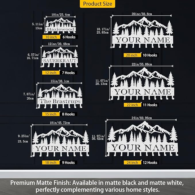 Custom Metal Key Rack Hooks, Personalized Key Holder for Wall, Little Forest, Mountain Theme Wall Decoration Hooks, Key Hanger Organizer for Living Room, Entryway, Bathroom, Kitchen Decor