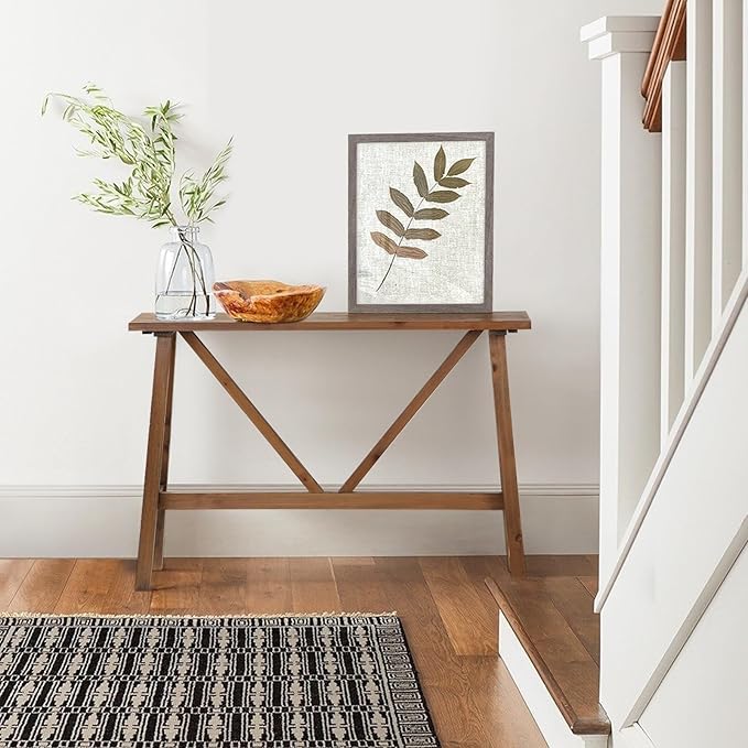 Wnutrees 43" Farmhouse Solid Wood Console Tables, Rustic Hallway Table, Solid Firwood Sofa Table for Entryway, Living Room, Easy Assembly, Natural