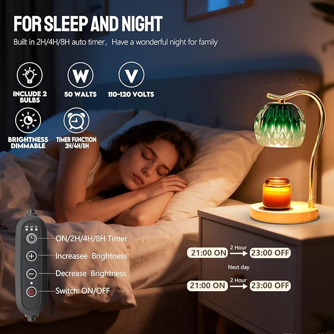 GEEZO Fragrance Candle Warmer Lamp，Electric Candle Warmer with Timer & Dimmer，Mom Christmas Birthday Gifts for Women, House Warming Gifts New Home Bedroom Decor
