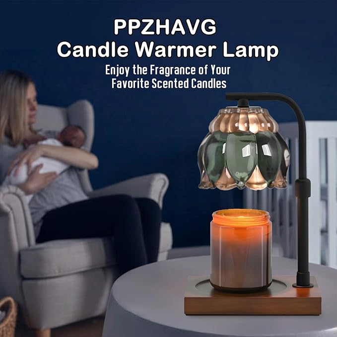 Candle Warmer Lamp Christmas Gifts for Women Mom, Compatible with All Jar Candles, Wax Melt for Candle Home Decor, Modern Farmhouse Decor, Candle Warmer Adjustable Height Timer DarkGreen
