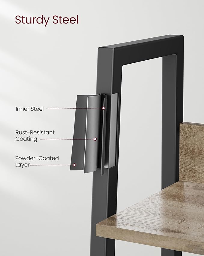 VASAGLE Bookshelf, 5-Tier Narrow Book Shelf, 11.8 x 13.3 x 66.9 Inches, Ladder Shelf for Home Office, Living Room, Bedroom, Kitchen, Camel Brown and Ink Black ULLS109B50V2