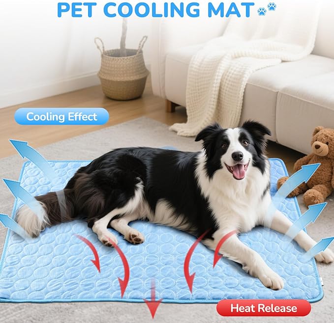 Dog Cooling Mat,2025 Upgraded Washable Pet Cooling Pad for Dogs & Cats,Keep Cool for Pets in Summer,Dog Bed for Outdoor & Home Use,24 * 20"(Blue, Medium)
