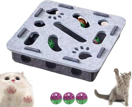 2025 New Cat Scratch Puzzle Box, Cat Nail File Enrichment Box, Nail File Stress Free ＆ Cats Puzzle Treat Dispenser, Durable, Interactive Scratching Post for Indoor Kittens to Scratch (Gray, Square)