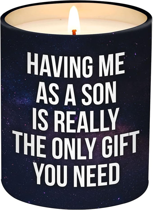 Christmas Gifts for Mom from Son - Mom Christmas Gifts from Son - Moms Birthday Gift Ideas from Son - Mother Gift, Funny mom Candle, 10 Oz Jar Lemongrass Scent Soy Wax Candle
