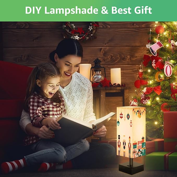 Small Bedside Lamp, Mini Minimalist Table Lamp with Square Flaxen Fabric Shade, 11 Inch Desk Reading Lamp for Bedroom, Living Room, Office, 2 Pack