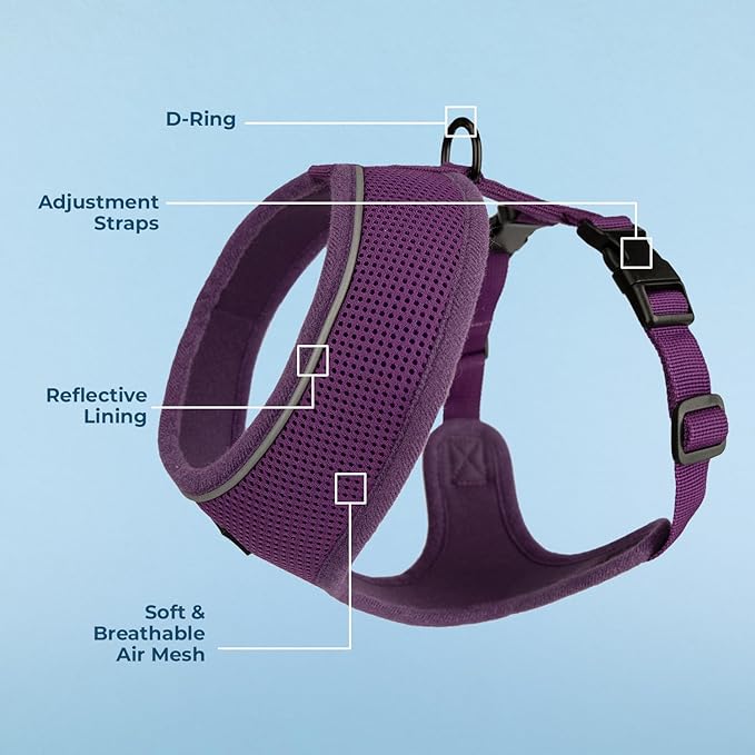 Best Pet Supplies Voyager Aerolite No Pull Mesh Dog Harness, Reflective Stitching, Breathable Harness, Adjustable for Walking, Training, Running, Heavy Duty and Durable, Purple, S