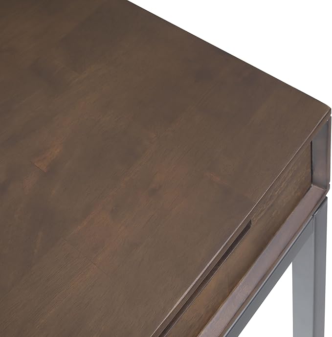 SIMPLIHOME Banting Desk - 60 Inch Wide Solid Hardwood and Metal Writing Desk in Walnut Brown, Modern Industrial Home Office Computer Table for Study with 2 Drawers and Flip-Down Keyboard Tray