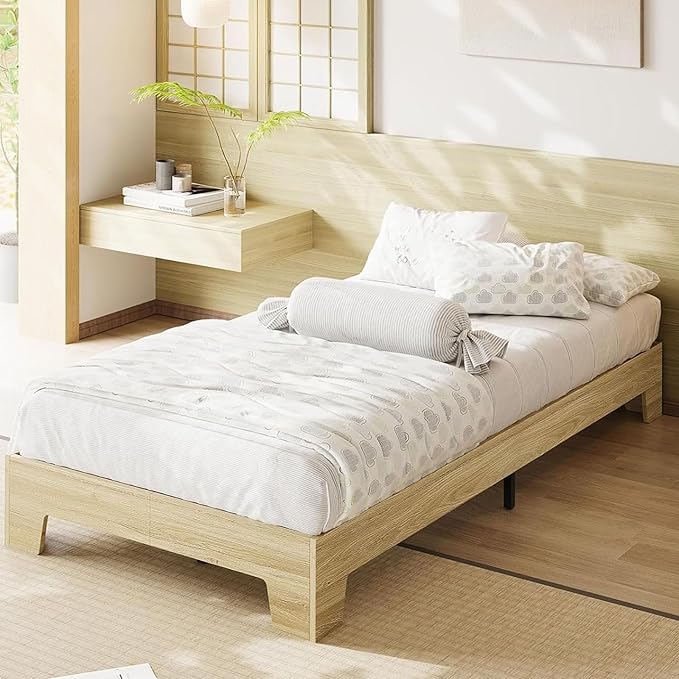 Garvee Wood Platform Bed Frame, Twin XL Bed Frame, Wood Slat Support, No Box Spring Needed, Easy Assembly, Noise-Free Design, Underbed Space for Storage