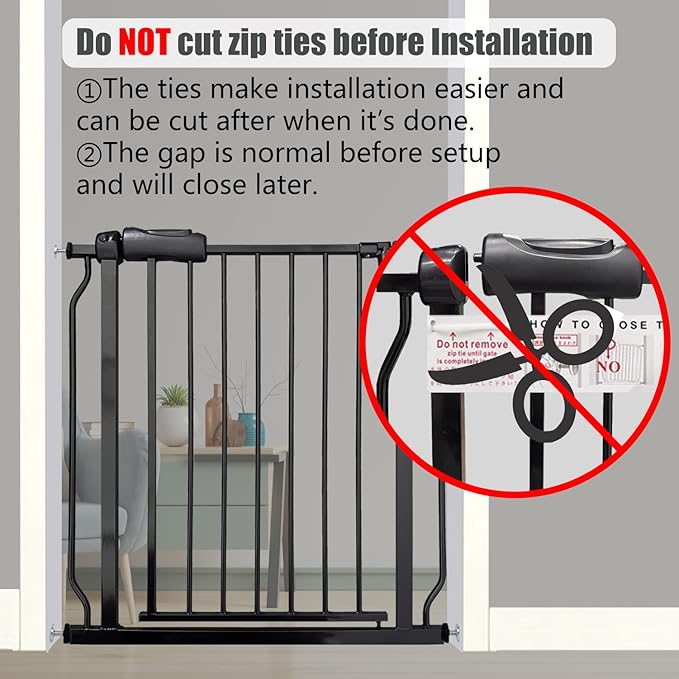 29-34 Inch Baby & Pet Gate - Black Metal, Pressure Mounted, Walk Through Safety Gate for Narrow Stairs & Doorways