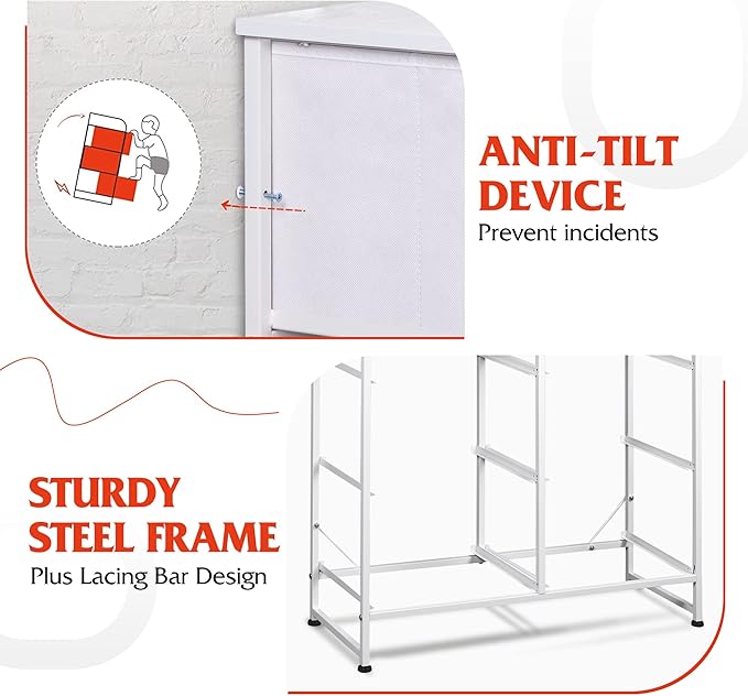 WLIVE White Dresser for Bedroom, 6 Drawer Double Dresser, Fabric Storage Tower with Fabric Bins, Chest of Drawers for Closet, Living Room, Hallway