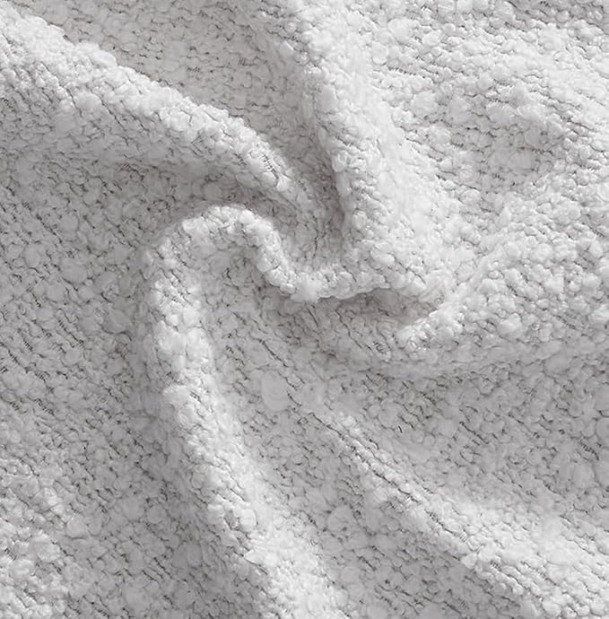 HOMBCK Twin Bed Frames with Headboard, Boucle Upholstered Platform Bed Twin Size for Kids, Rounded Corners & Thickened Footboard, No Box Spring Needed/Easy Assembly, White