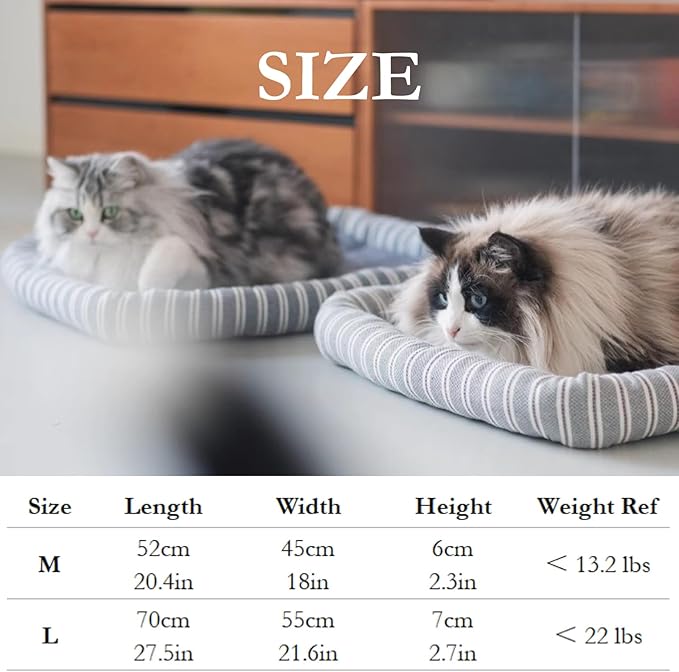 Cat Cooling Mat Bed, Summer Machine Washable Temperature-Regulating Breathable Sleeping Cushion for Indoor Kittens (Blue,L)