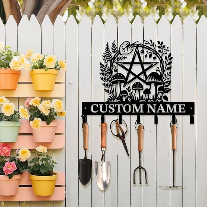 Customized Keys Holder - Personalized Mushroom Wonderland Key Hooks Wall Metal Sign Decor,Wall Holder,Door Hook (Style E)