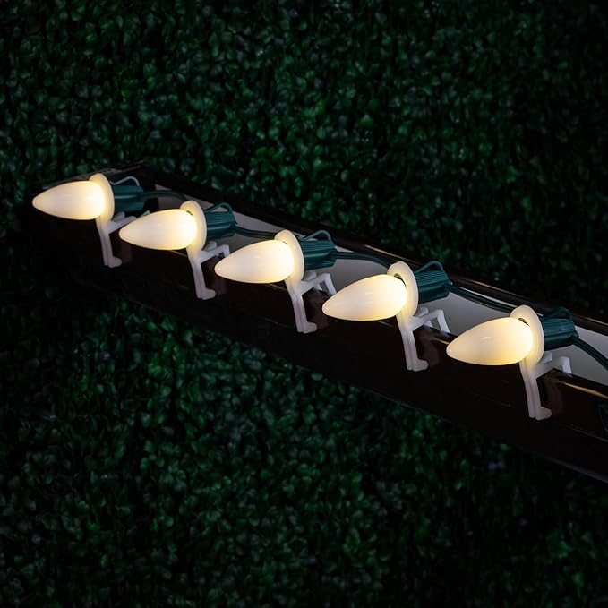 Novelty Lights 25 Feet 25 Light C9 Ceramic Style LED String Lights, Warm White, Pre-Lamped Holiday Lights on Green Wire, UL Listed Indoor/Outdoor, Connectable End-to-End