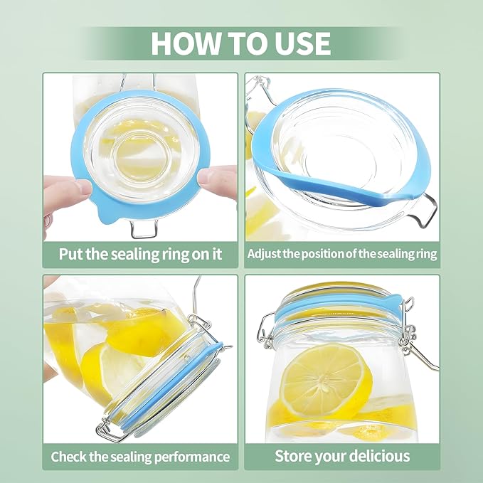 8PCS Rubber Seals for Glass Jars, Airtight Silicone Replacement Gasket,Food-Grade Silicone Gaskets(3.75" Diameter,Fits Mason Jars),Leakproof, Airtight Rings for Food Storage,Canning(8 colors)