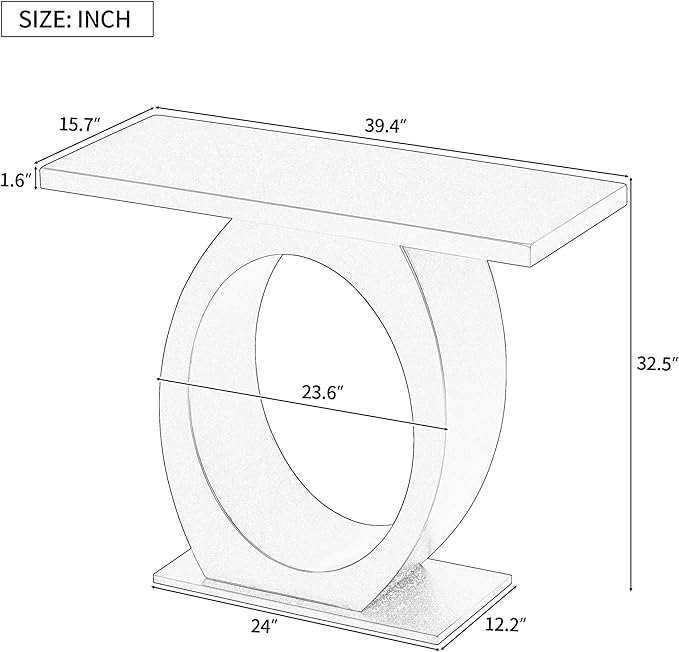 Modern Accent Table 39.4-Inch Wooden Entryway Console Table with Egg-Shaped Base for Living Room Bedroom Hallway Furniture, Black