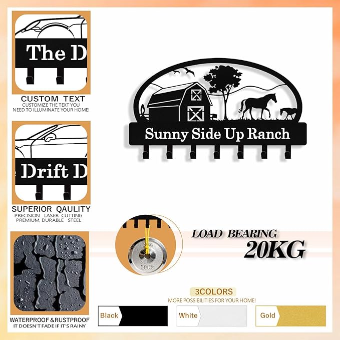 Personalized Deer Forest Key Holder Wall Mount, Custom Metal Key Holder for Wall with Name, Custom Keys Rack Hanger with Hooks for Entryway, Front Door, Hallway, Living Room, Kitchen