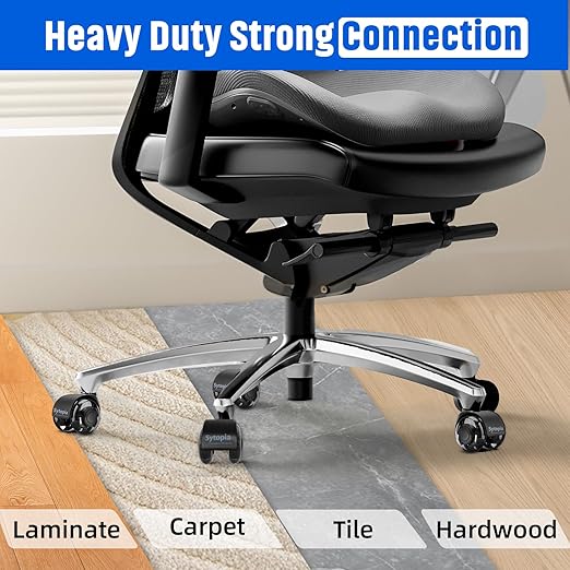 Office Chair Wheels 2" Desk Chair Caster Wheels Smooth Roller Style Quiet for Carpet and Hardwood Floors Universal Fit 11x22 mm Set of 5 Black