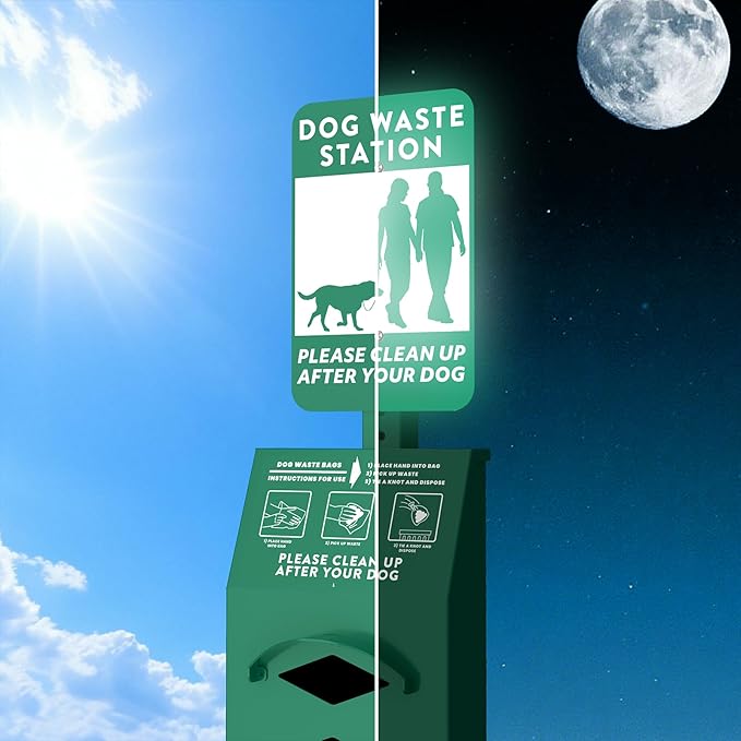 Aluminum Outdoor Dog Bag Dispenser with Pick Up After Your Dog Sign - Wall Mounted Poop Bag Dispenser for Pet Waste -Included Lock and Mounting Hardware