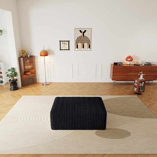 Cloud Sectional Couch with L-Shape Chaise,4 Seat Modern Modular Sofa with Deep Seat (Black, Ottoman)