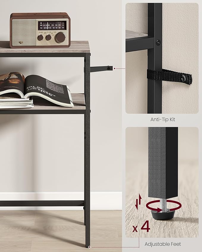 VASAGLE Console Table, 2-Tier Narrow Sofa Table with 2 Shelves, 7.9 x 31.5 x 31.5 Inches, for Living Room, Hallway, Entryway, Heather Greige and Ink Black ULNT130K02V1