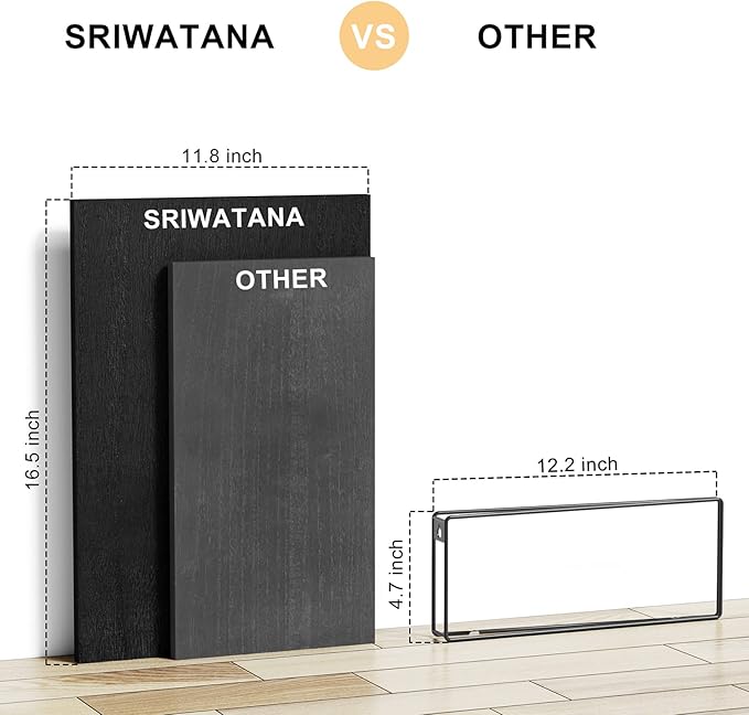 SRIWATANA Wide Floating Shelves, Rustic Wood Wall Shelves Set of 2, Wall Mounted Shelves with Large Capacity for Many Rooms Decor, Black