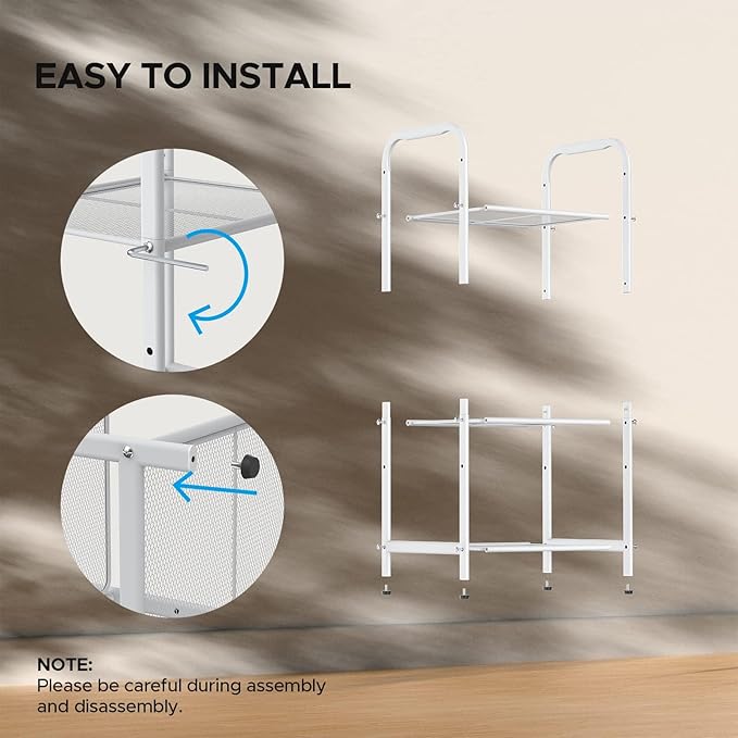 MAX Houser Storage Rack with Shelf,Industrial Style Extendable Plant Stand, Standing Shelf Units for Kitchen, Bathroom, Office,Living Room, Balcony, Kitchen (White, 3 Tier)