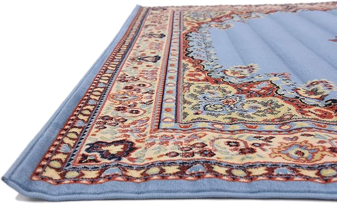Unique Loom Reza Collection Traditional Persian Style Area Rug, 7 x 10 ft, Light Blue/Ivory