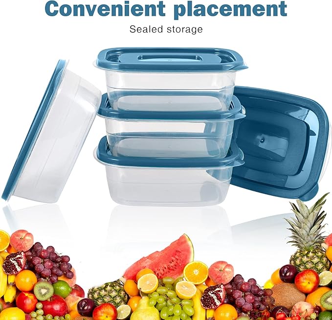 5PCS Small Food Storage Containers,Freezer Microwave safe,Food Container Sets,BPA Free Plastic Meal Prep Containers & Kitchen Set,Lunch Containers,use for School,Work and Travel,0.53 Quarts Per Box