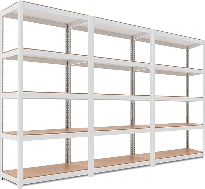 HOMEDANT House 5 Tier Laminated Metal Shelving Unit Adjustable Storage Utility Rack Heavy Duty Shelves Organization Multipurpose Shelf Kitchen Garage Pantry Closet (3, (M) 36.2" W, White)