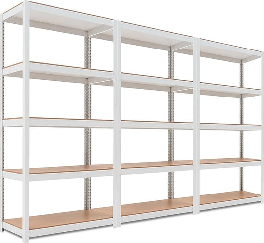 HOMEDANT House 5 Tier Laminated Metal Shelving Unit Adjustable Storage Utility Rack Heavy Duty Shelves Organization Multipurpose Shelf Kitchen Garage Pantry Closet (3, (M) 36.2" W, White)