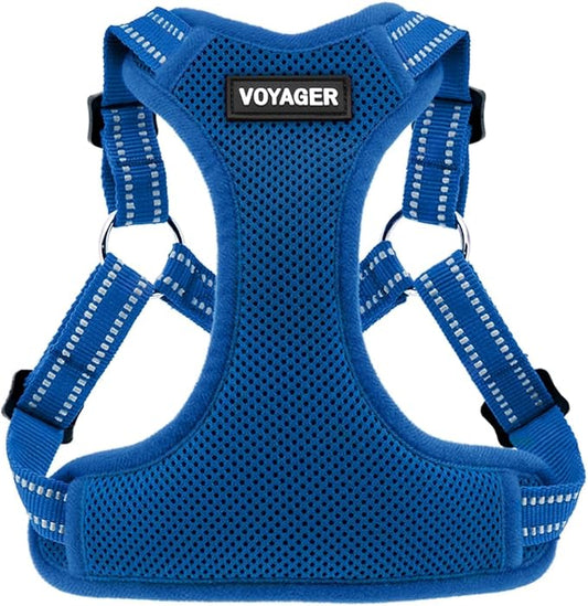 Best Pet Supplies Voyager Adjustable Dog Vest Harness Breathable No Pull Harness for Small, Medium, Large Dogs, Harness for Walking, Jogging, Easy Step-In, Reflective Stripes - Royal Blue, S