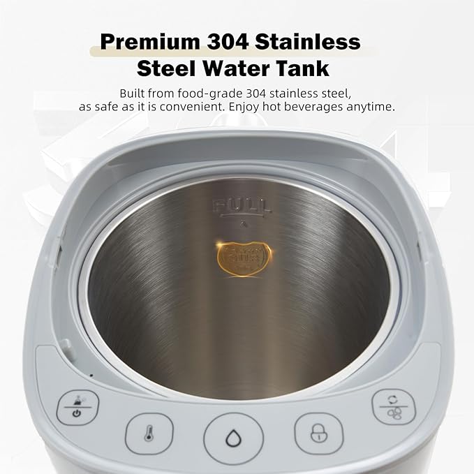 OCTAVO Water Boiler & Warmer 5 Liter, 304 Stainless Steel Water Tank, 700 Watt 6 Adjustable Water Temperature, LCD Touch Control Screen, Child Lock with Water Shortage Indicator