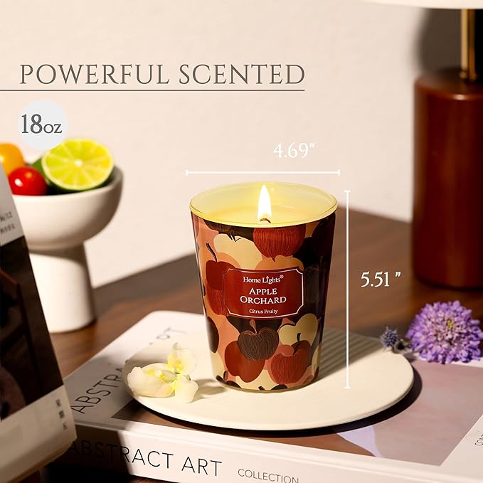 HomeLights Soy Wax Candles for Home Scented, 1-Wick Candles in Apple Orchard Scented, Aromatherapy Candles Gift for Parties, Relaxing, Eclectic Mixed Styles, 6.7oz