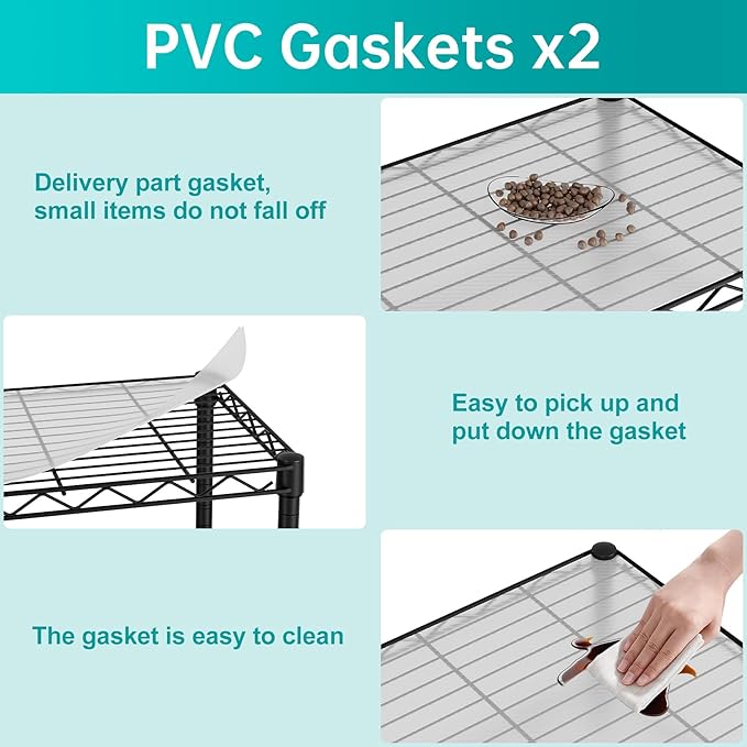 SINGAYE 2 Small Shelves Kitchen Storage Shelf Wire Shelving Unit Metal Shelf Adjustable Organizers Storage Shelving for Office Pantry Black 12" D X 18" W X 12" H