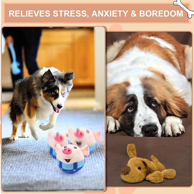 BABORUI Blue Pig Interactive Dog Toy, Remote Control Jumping Squeaky Toy with Recording & Music Modes, Rechargeable Moving Dog Chew Toy for Small/Medium/Large Dogs