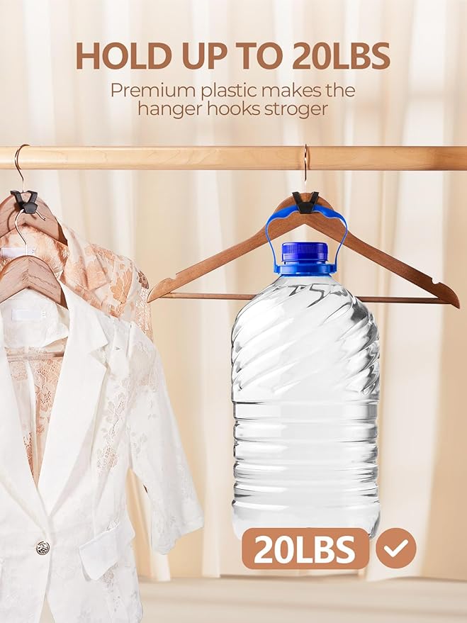 HOUSE DAY Space Saving Hanger Hooks 60 Pack, Black Clothes Hanger Connector Hooks, Heavy Duty Hanger Hooks Space Saver, Premium College Dorm Room Essentials, Good Closet Organizers and Storage